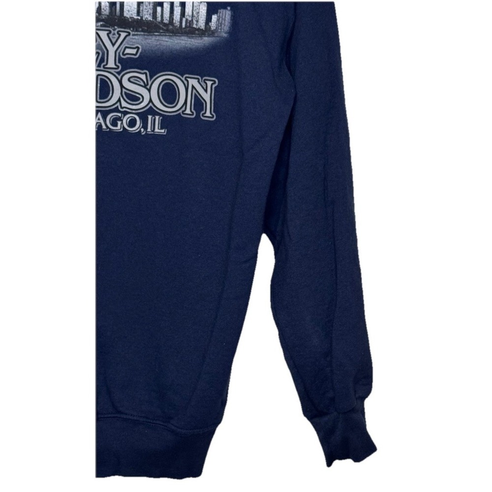 Harley Davidson Men's Vintage 90s Chrome Eagle Engine Crewneck Navy Blue Medium - Picture 8 of 10